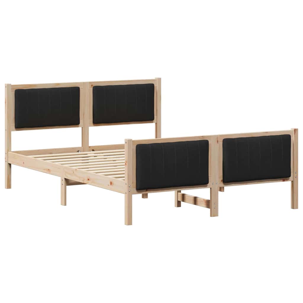 Bed frame Brown and black 135 x 190 cm Solid pine wood