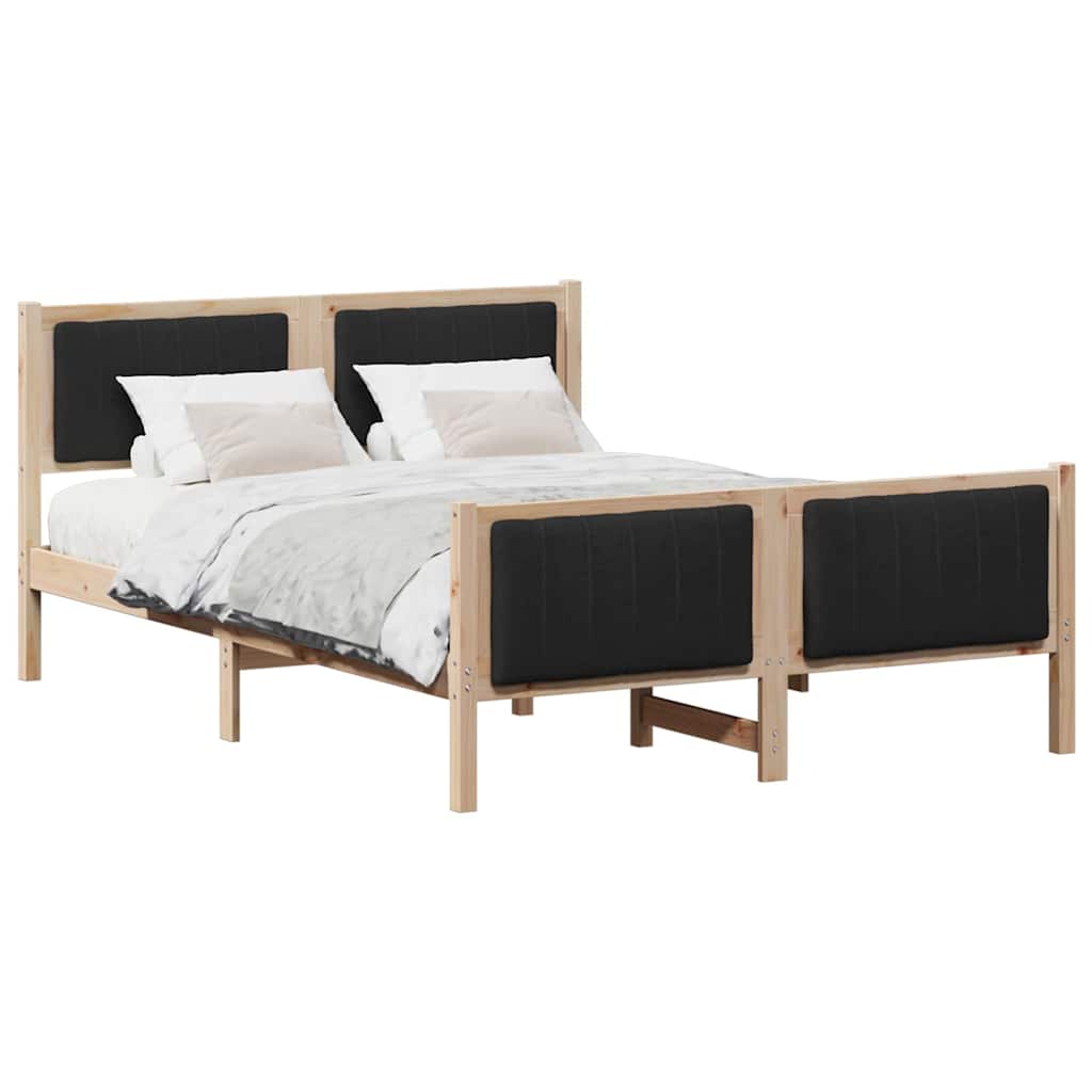 Bed frame Brown and black 135 x 190 cm Solid pine wood