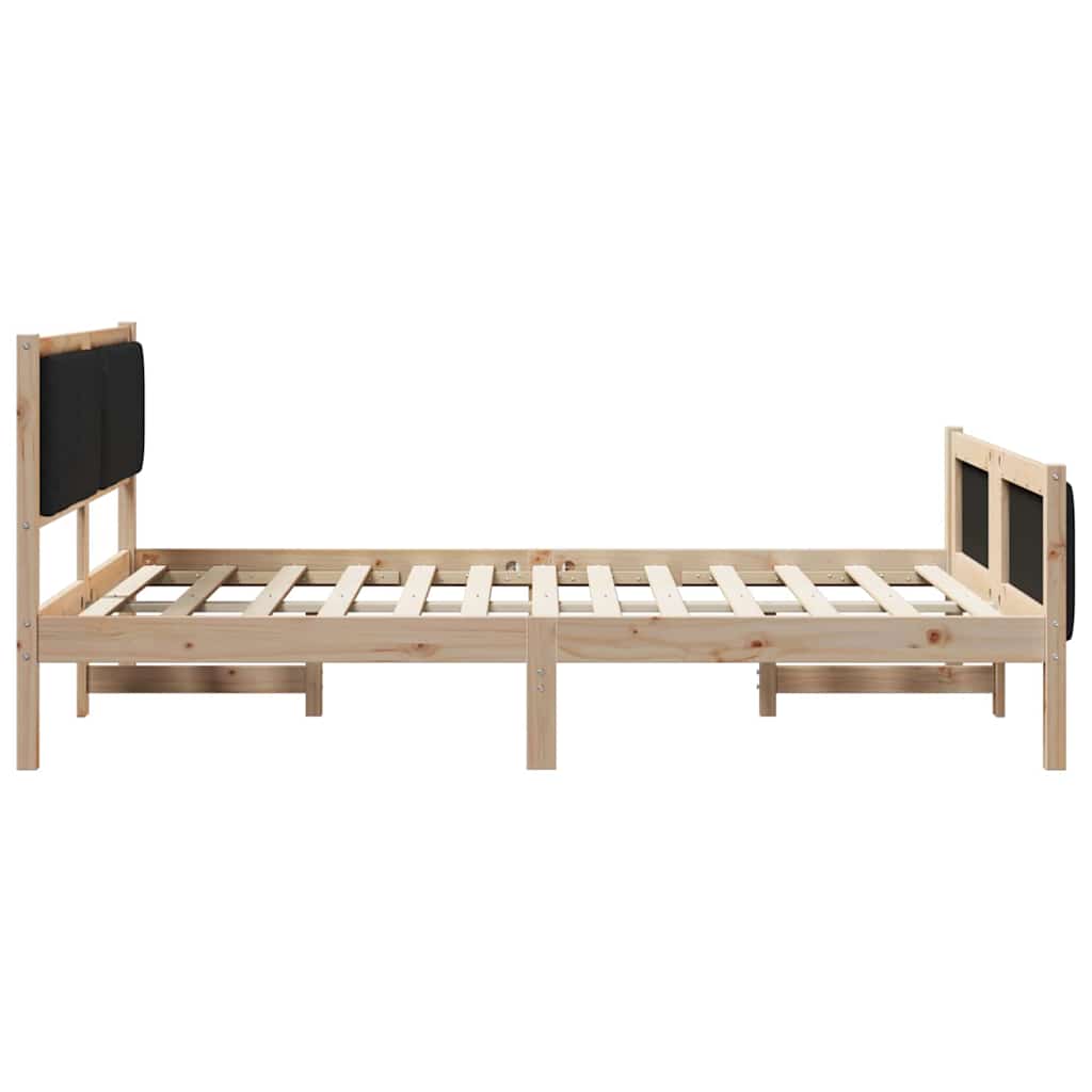 Bed frame Brown and black 135 x 190 cm Solid pine wood