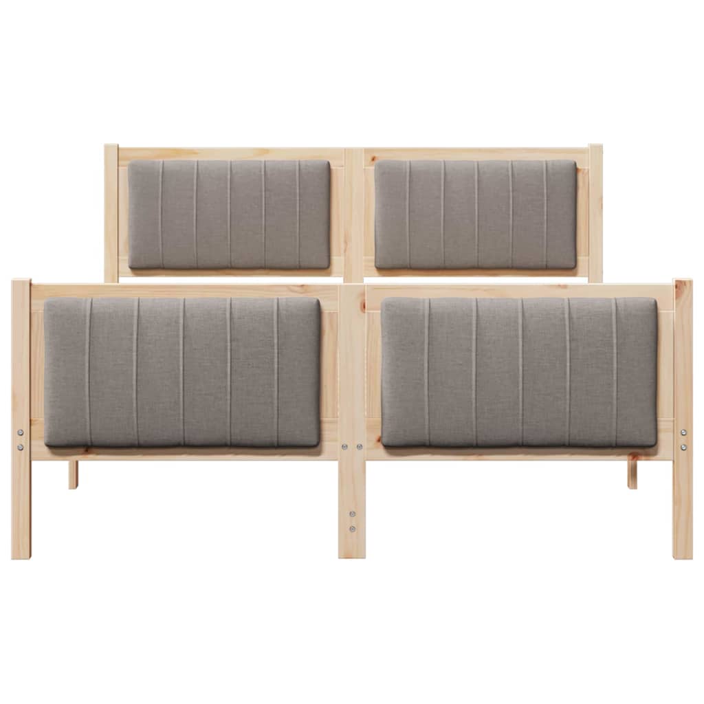Bed frame Brown and taupe 135 x 190 cm Solid pine wood
