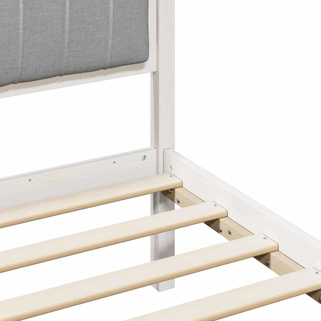 Bed frame White and light grey 135 x 190 cm Solid pine wood
