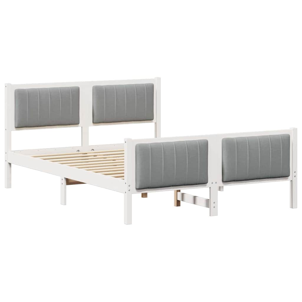 Bed frame White and light grey 135 x 190 cm Solid pine wood