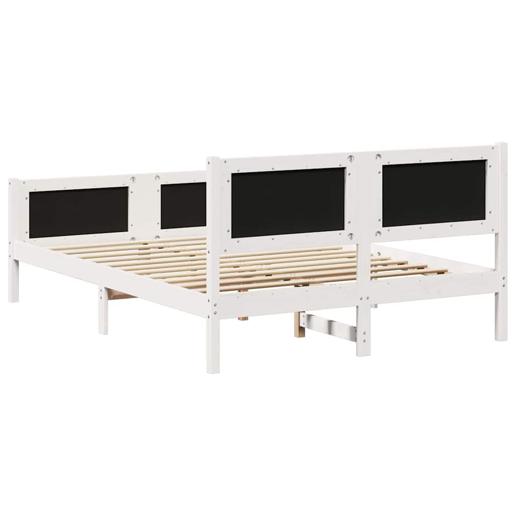 Bed frame White and light grey 135 x 190 cm Solid pine wood