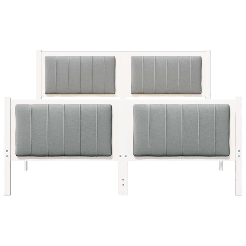 Bed frame White and light grey 135 x 190 cm Solid pine wood