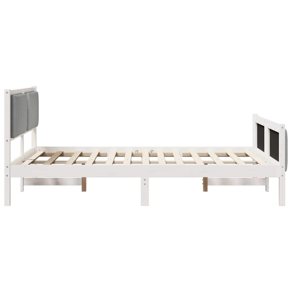 Bed frame White and light grey 135 x 190 cm Solid pine wood