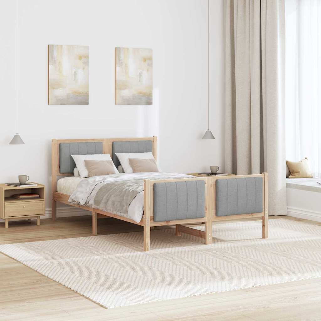Bed frame Brown and light grey 120 x 190 cm Solid pine wood