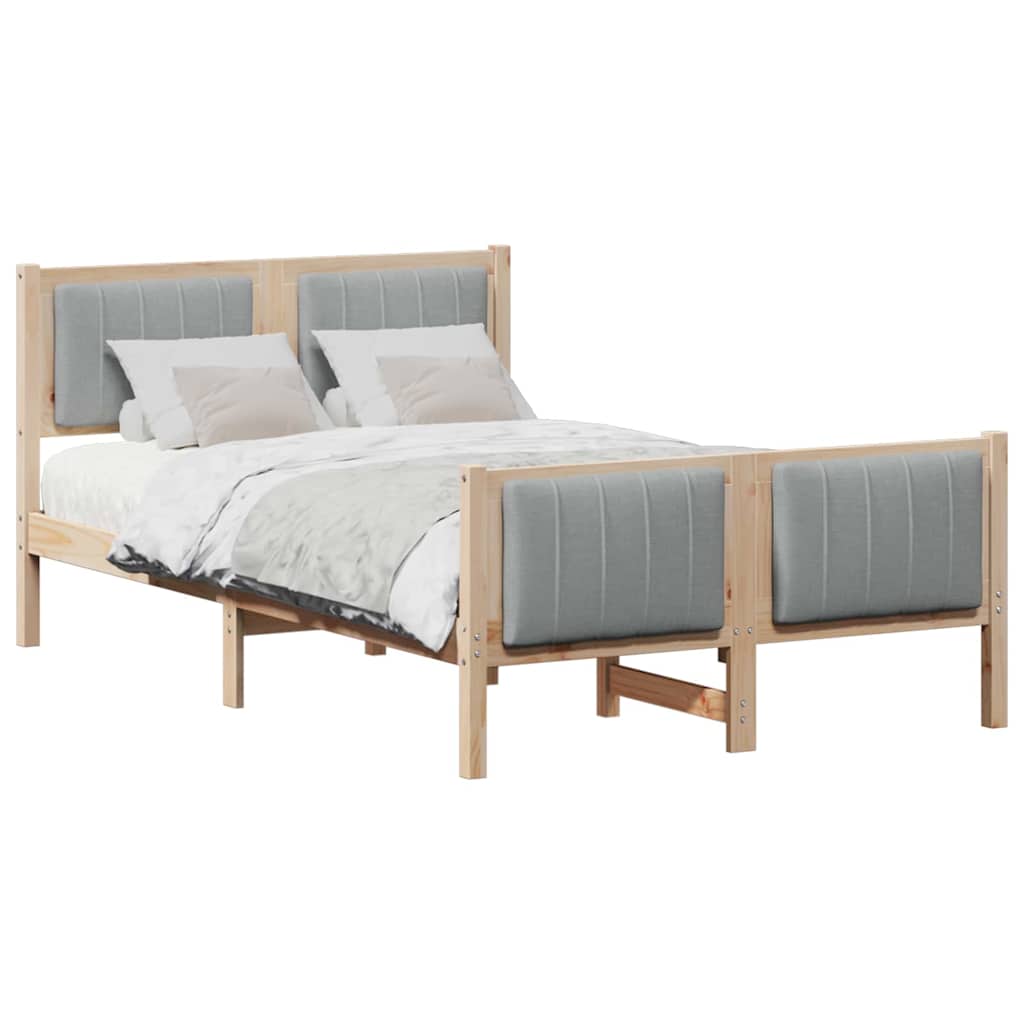 Bed frame Brown and light grey 120 x 190 cm Solid pine wood