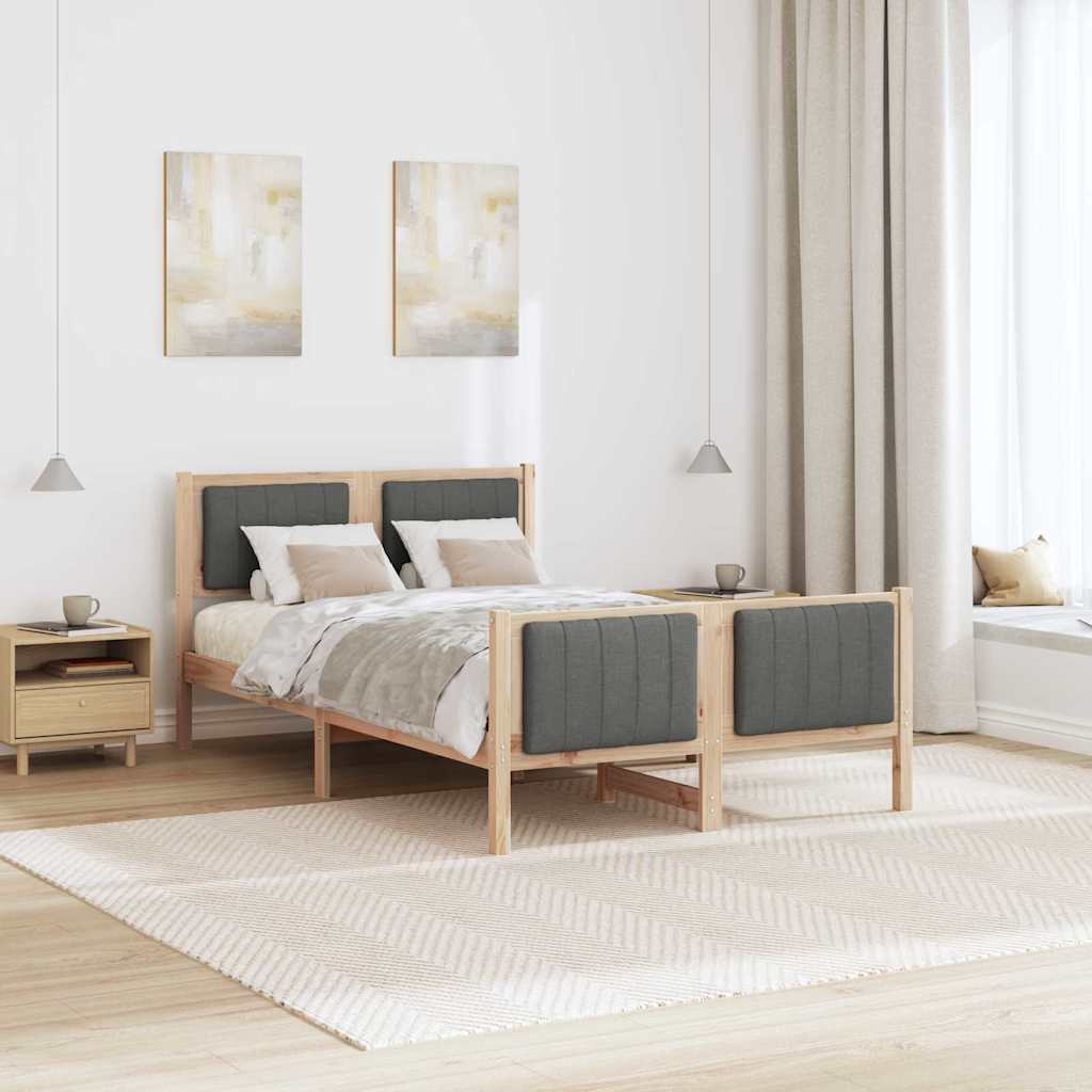 Bed frame Brown and dark grey 120 x 190 cm Solid pine wood