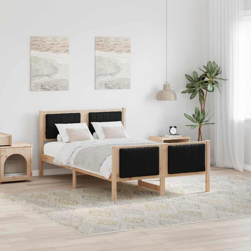 Bed frame Brown and black 120 x 190 cm Solid pine wood