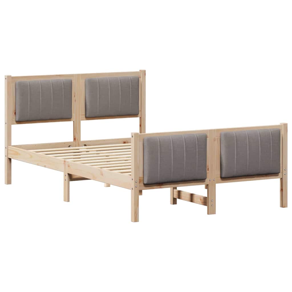 Bed frame Brown and taupe 120 x 190 cm Solid pine wood
