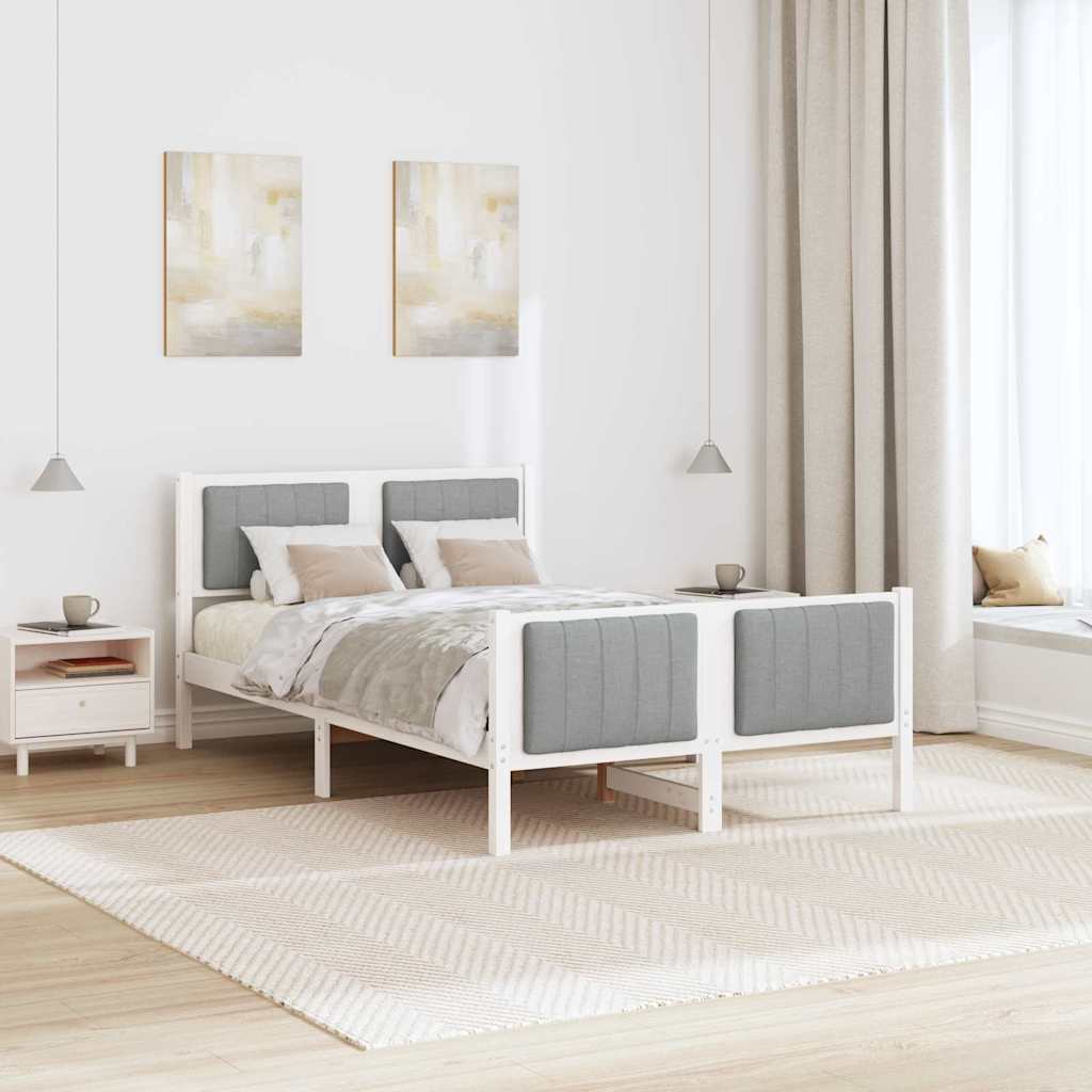 Bed frame White and light grey 120 x 190 cm Solid pine wood