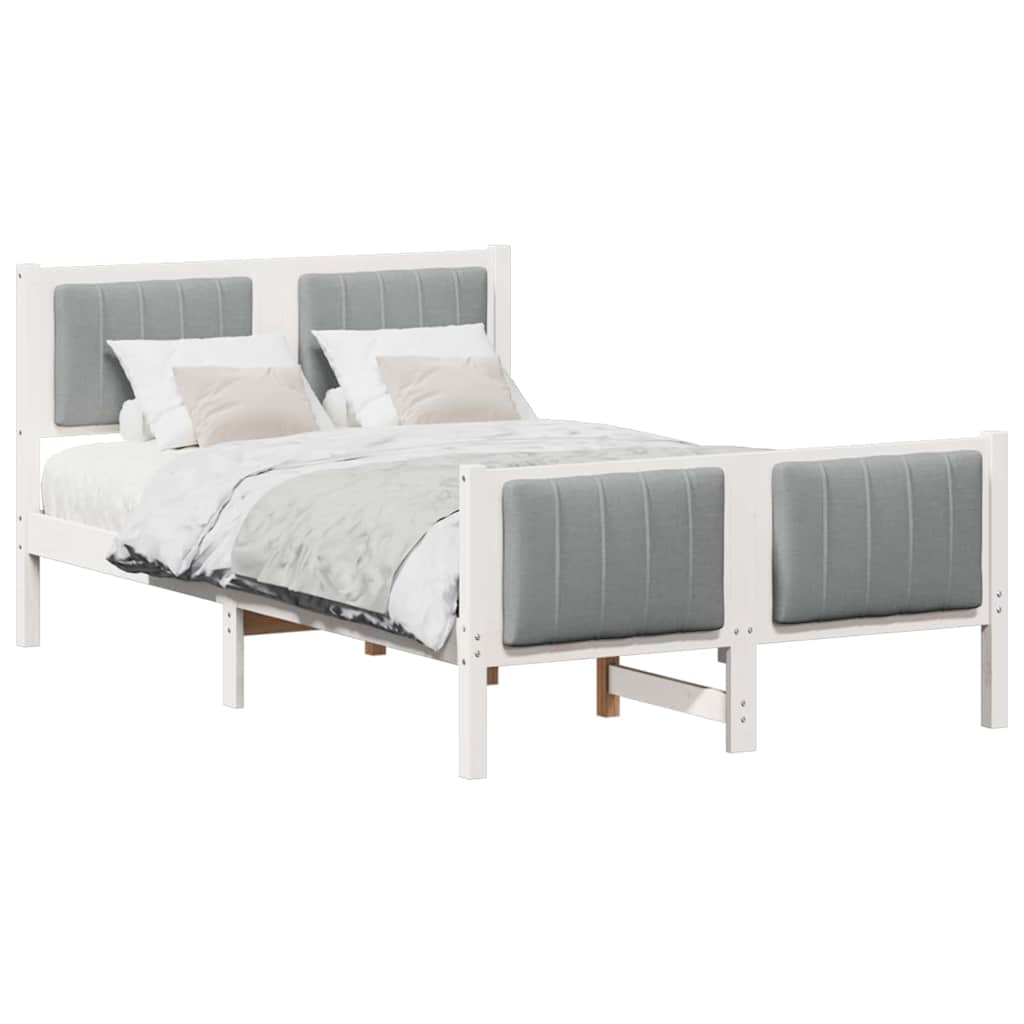 Bed frame White and light grey 120 x 190 cm Solid pine wood