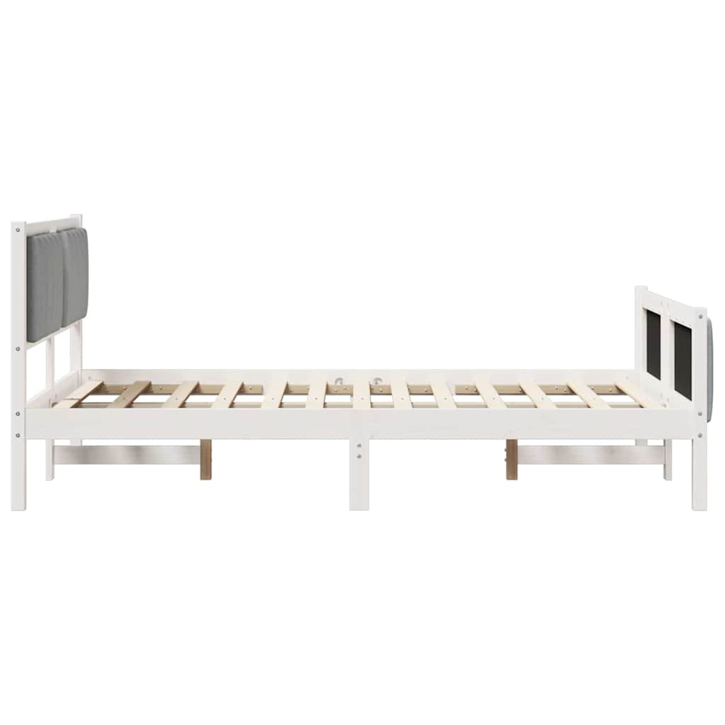 Bed frame White and light grey 120 x 190 cm Solid pine wood