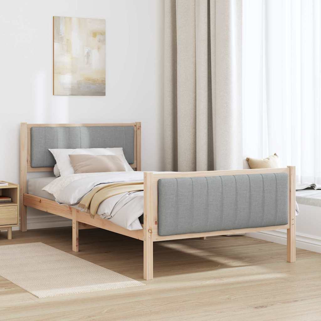 Bed frame Brown and light grey 100 x 200 cm Solid pine wood