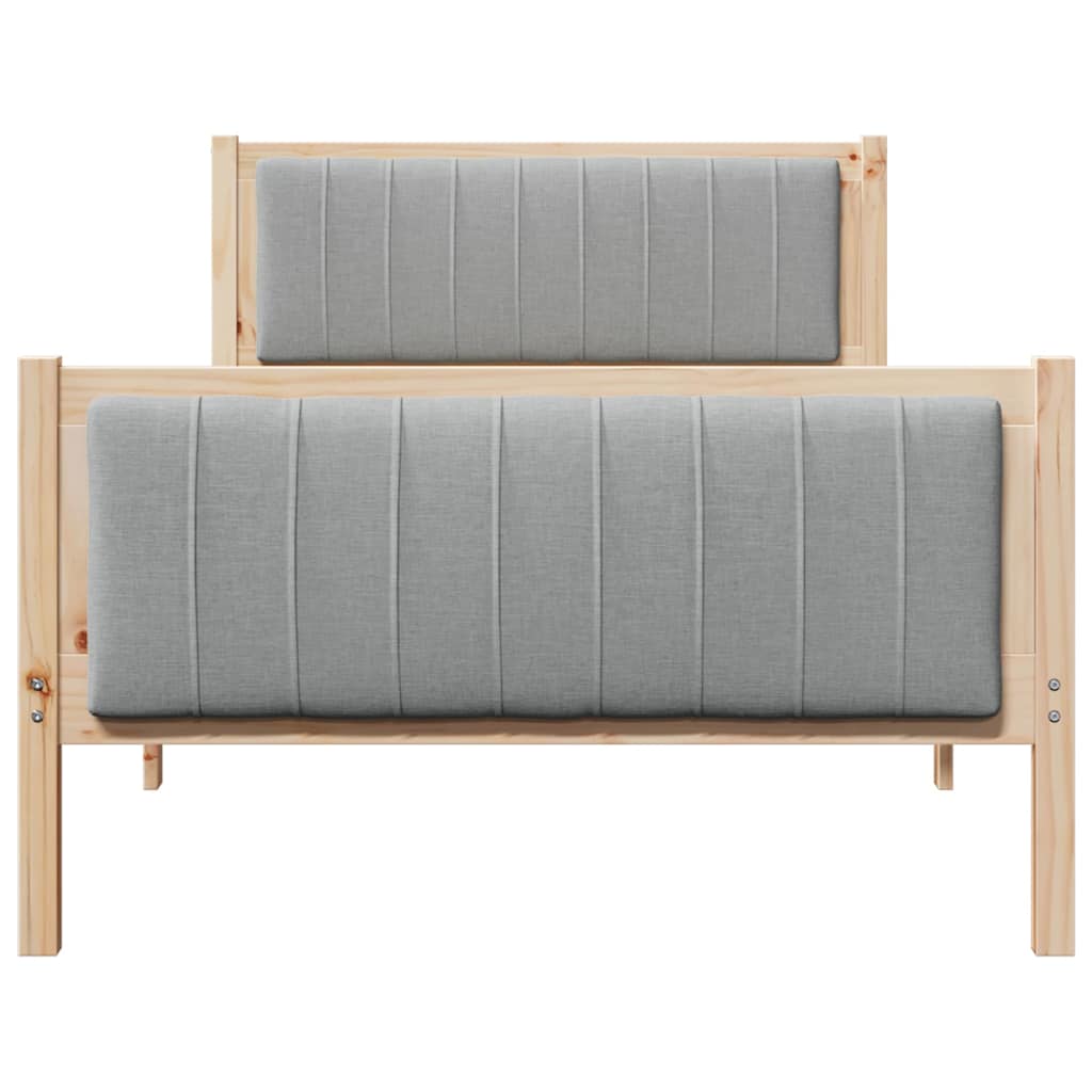Bed frame Brown and light grey 100 x 200 cm Solid pine wood