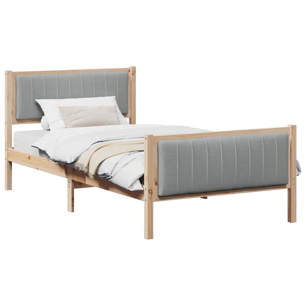 Bed frame Brown and light grey 100 x 200 cm Solid pine wood