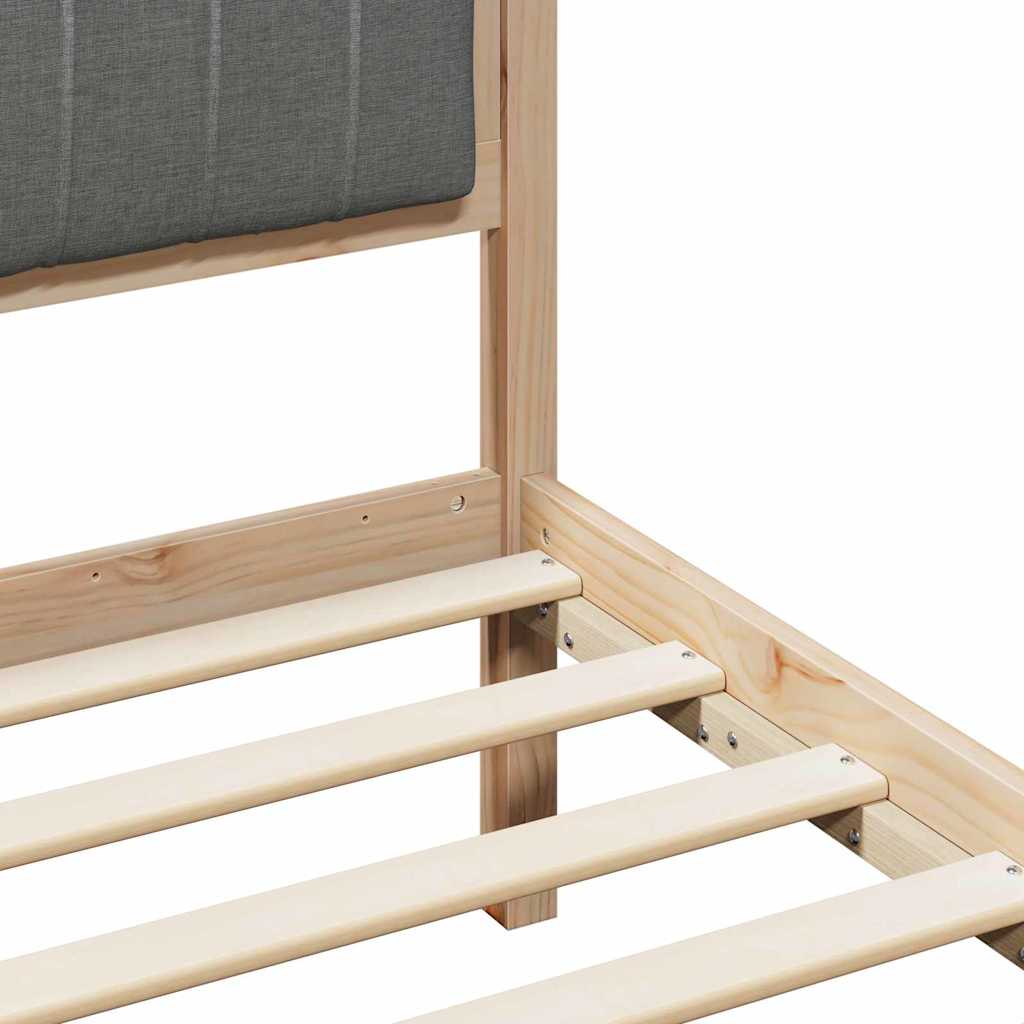 Bed frame Brown and dark grey 100 x 200 cm Solid pine wood
