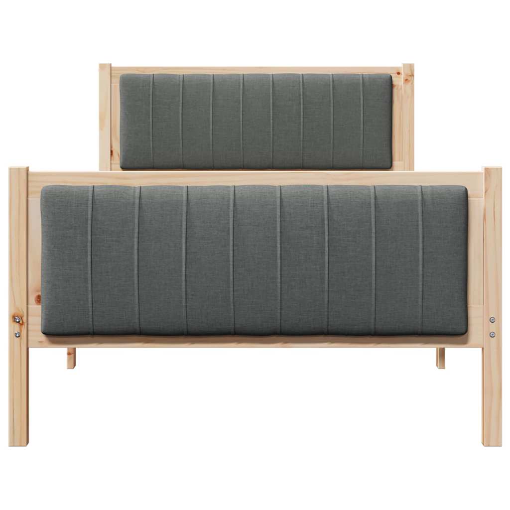 Bed frame Brown and dark grey 100 x 200 cm Solid pine wood