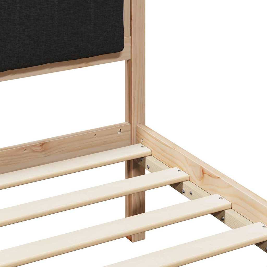 Bed frame Brown and black 100 x 200 cm Solid pine wood