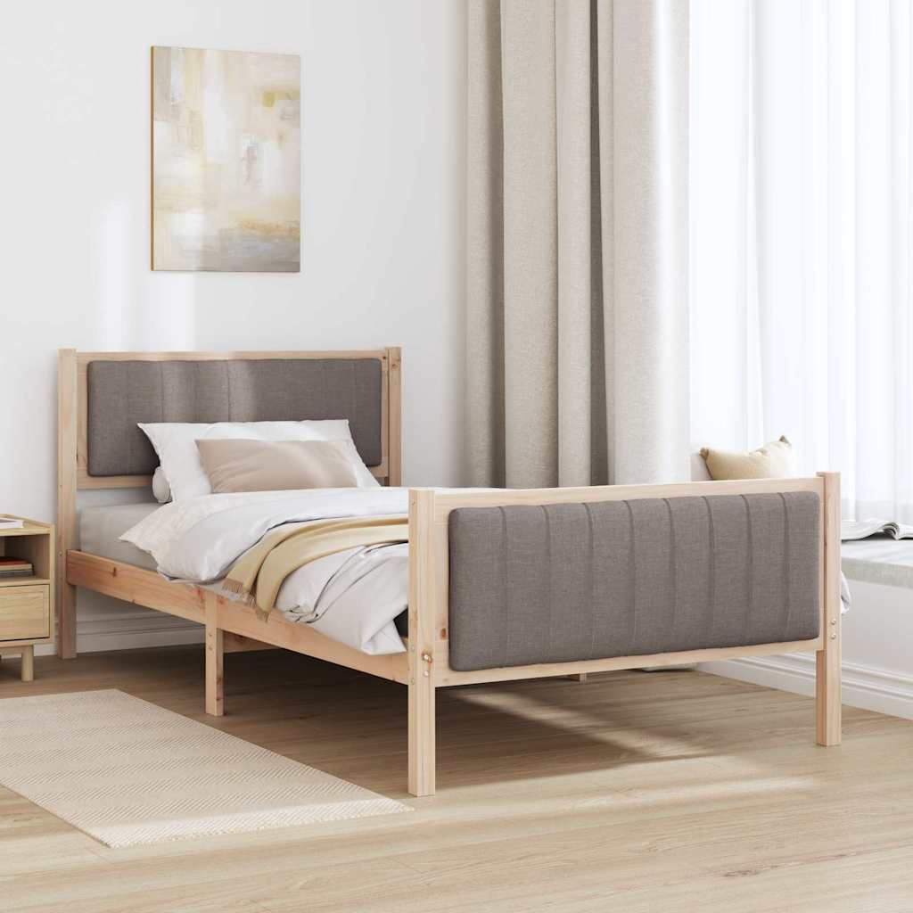 Bed frame Brown and taupe 100 x 200 cm Solid pine wood