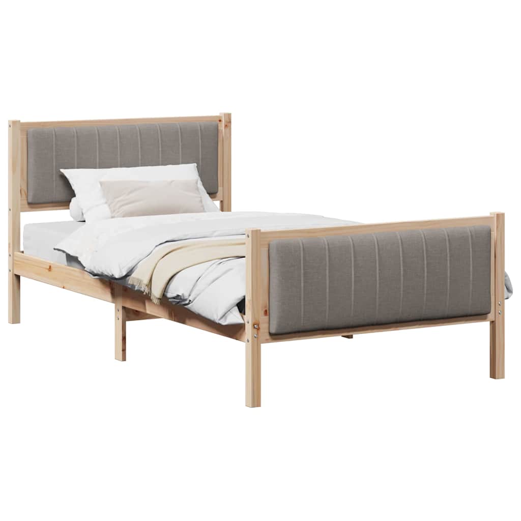 Bed frame Brown and taupe 100 x 200 cm Solid pine wood