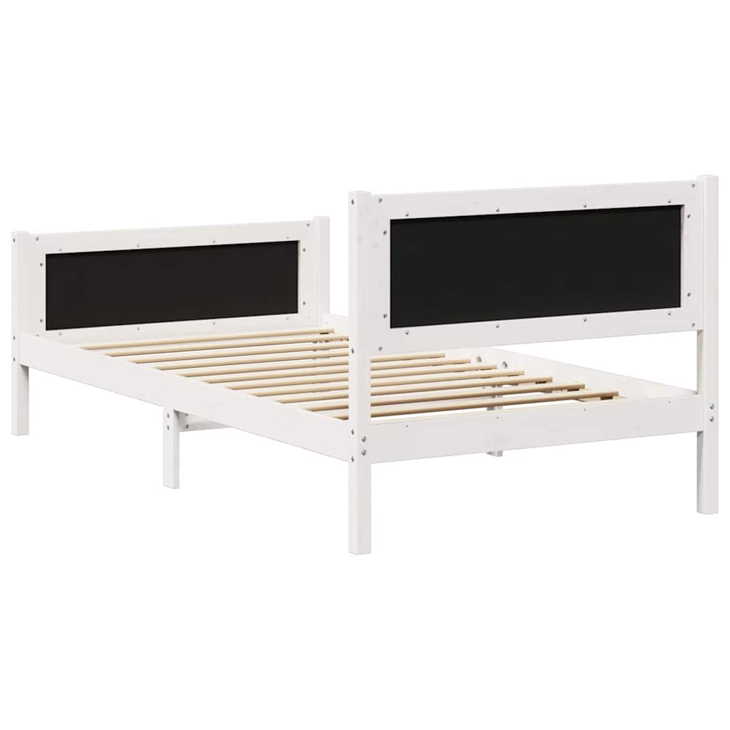 Bed frame White and light grey 100 x 200 cm Solid pine wood