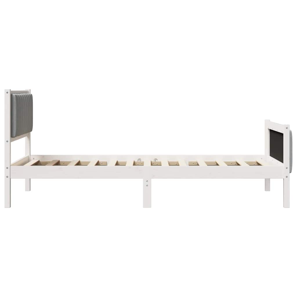 Bed frame White and light grey 100 x 200 cm Solid pine wood