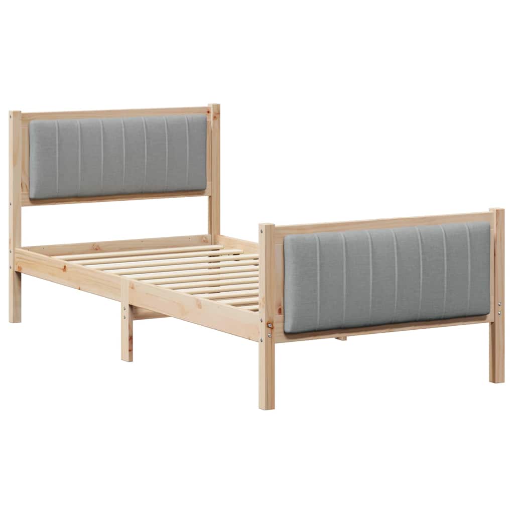 Bed frame Brown and light grey 90 x 200 cm Solid pine wood