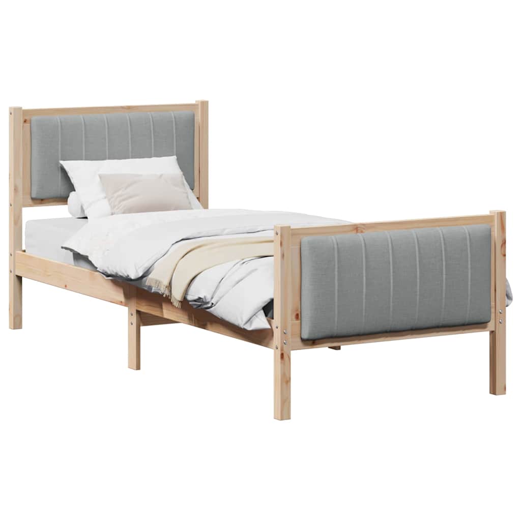 Bed frame Brown and light grey 80 x 200 cm Solid pine wood
