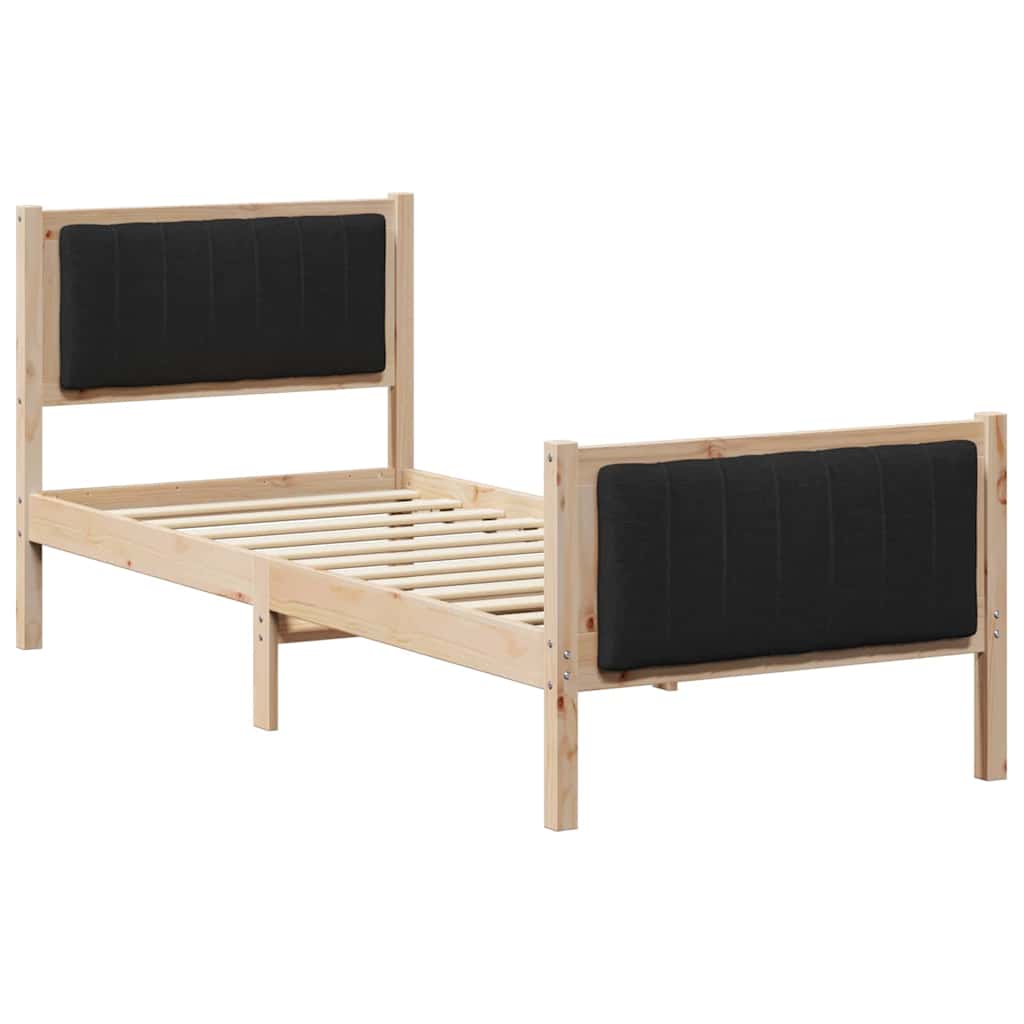 Bed frame Brown and black 80 x 200 cm Solid pine wood
