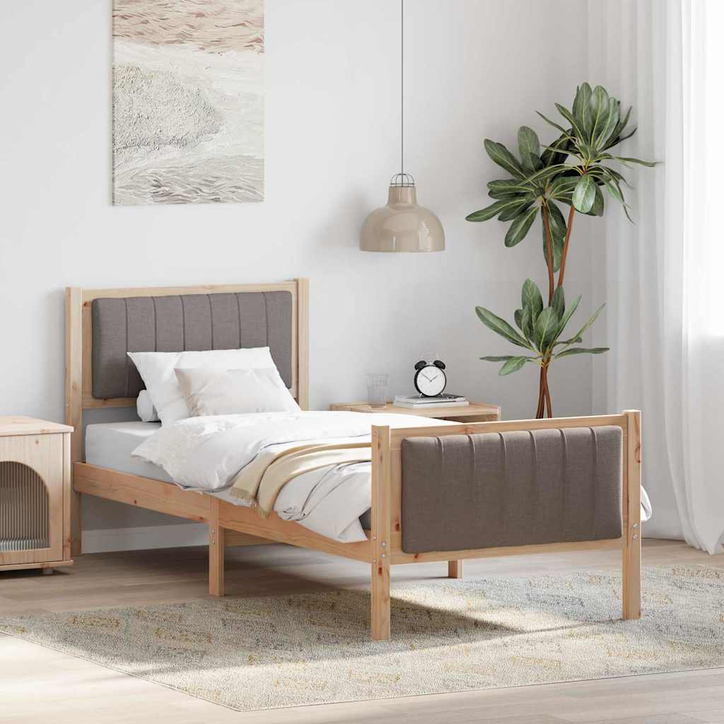 Bed frame Brown and taupe 80 x 200 cm Solid pine wood