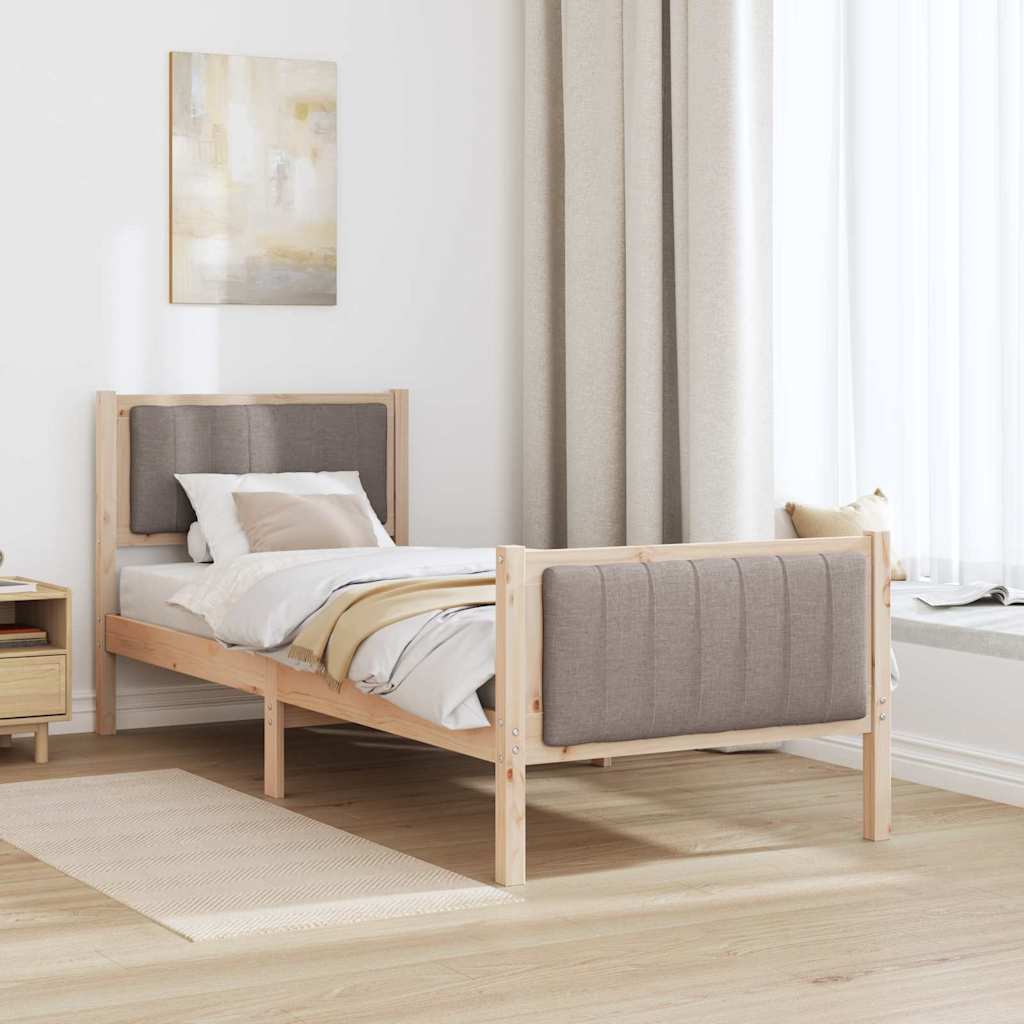 Bed frame Brown and taupe 80 x 200 cm Solid pine wood