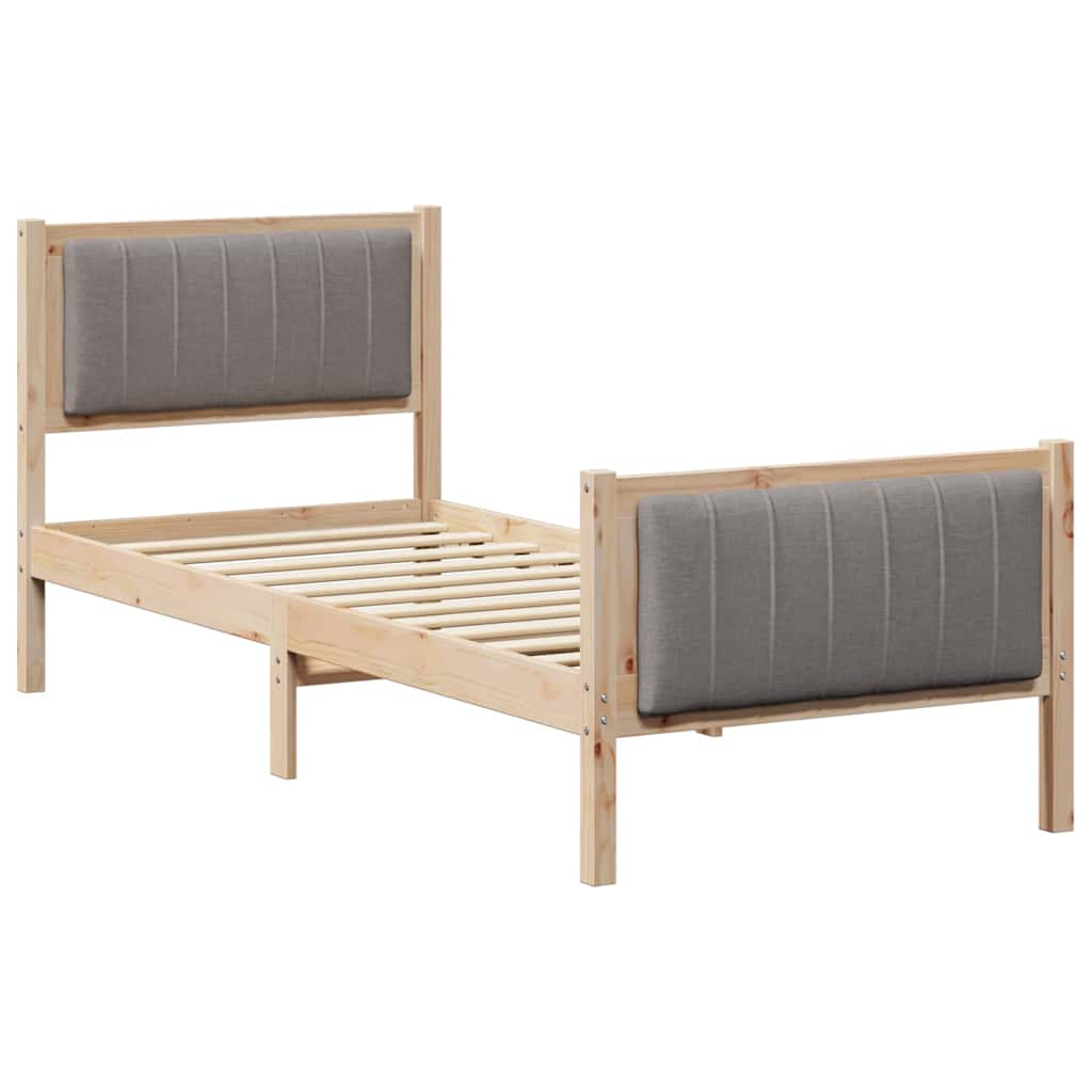 Bed frame Brown and taupe 80 x 200 cm Solid pine wood
