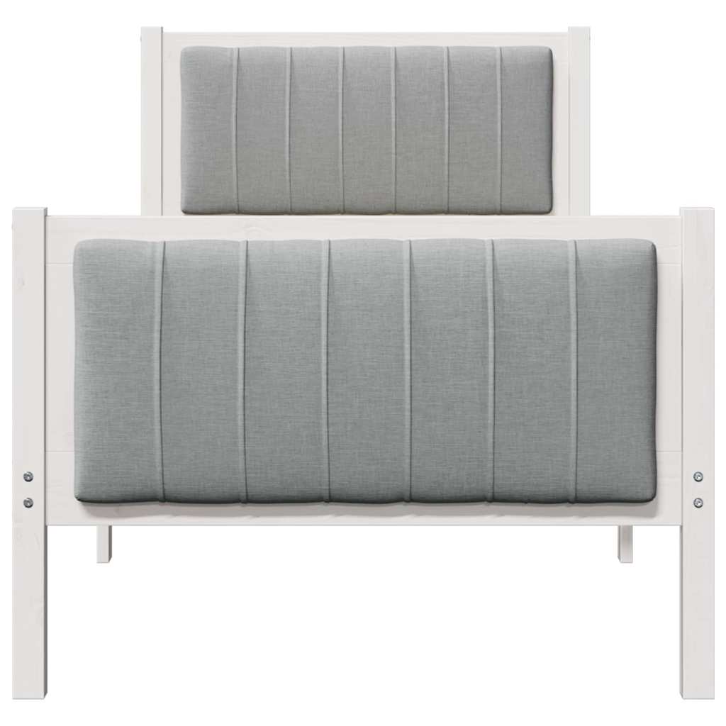 Bed frame White and light grey 80 x 200 cm Solid pine wood