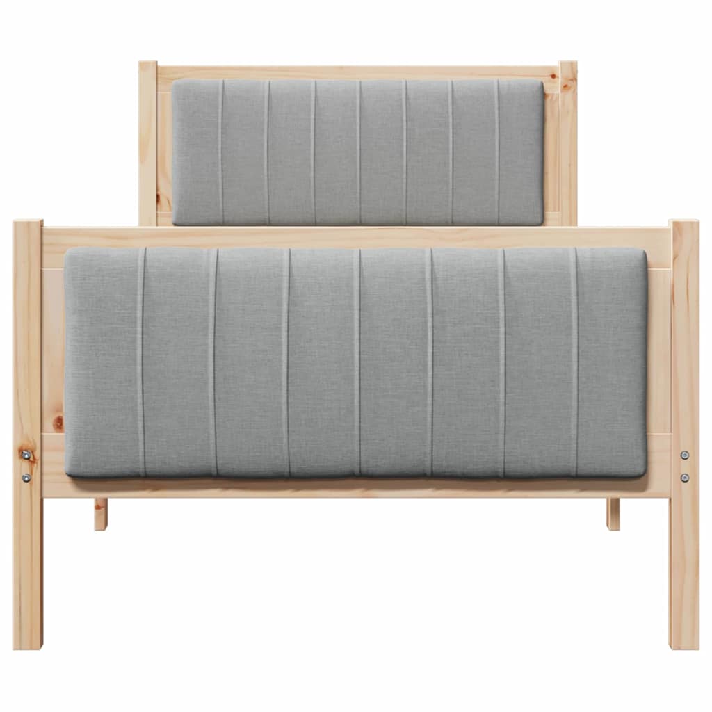 Bed frame Brown and light grey 90 x 190 cm Solid pine wood