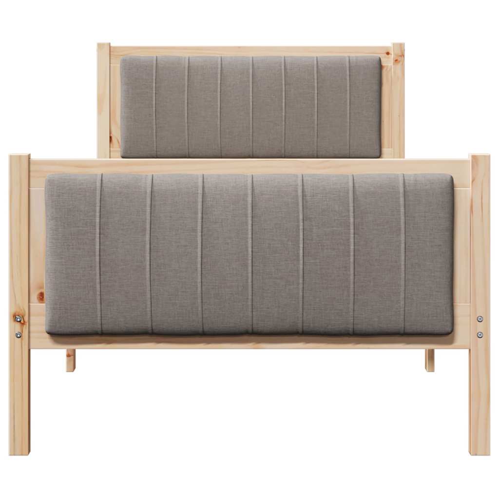 Bed frame Brown and taupe 90 x 190 cm Solid pine wood