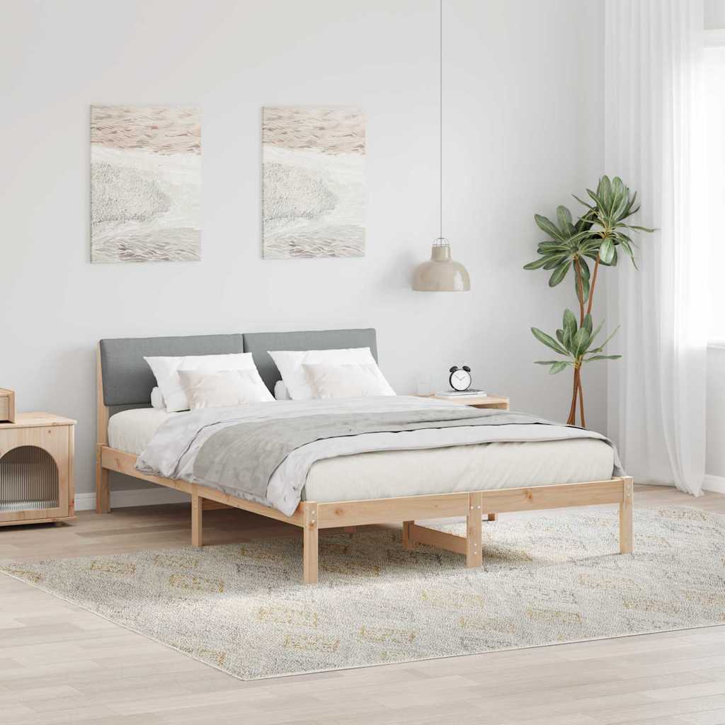 Bed frame Brown and light grey 160 x 200 cm Solid pine wood