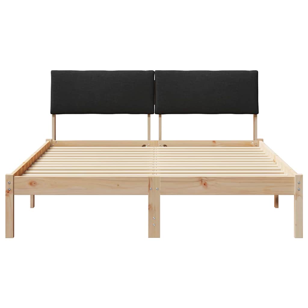 Bed frame Brown and black 160 x 200 cm Solid pine wood