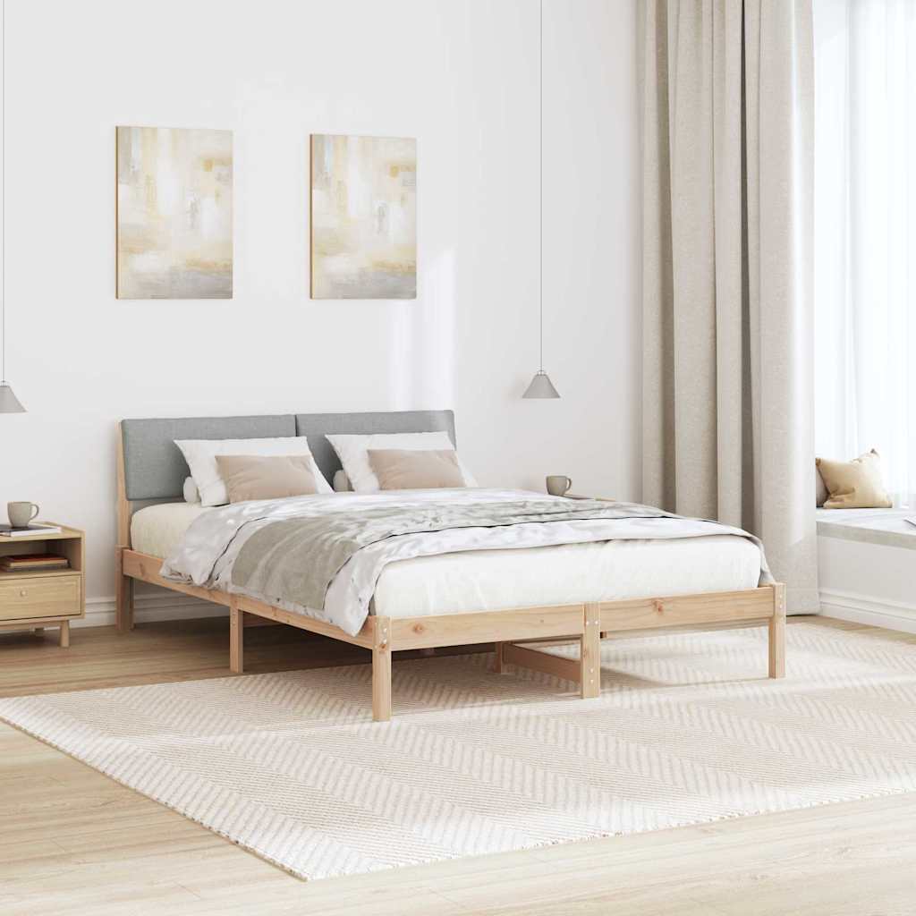 Bed frame Brown and light grey 150 x 200 cm Solid pine wood