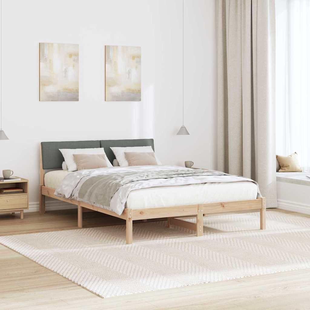 Bed frame Brown and dark grey 150 x 200 cm Solid pine wood