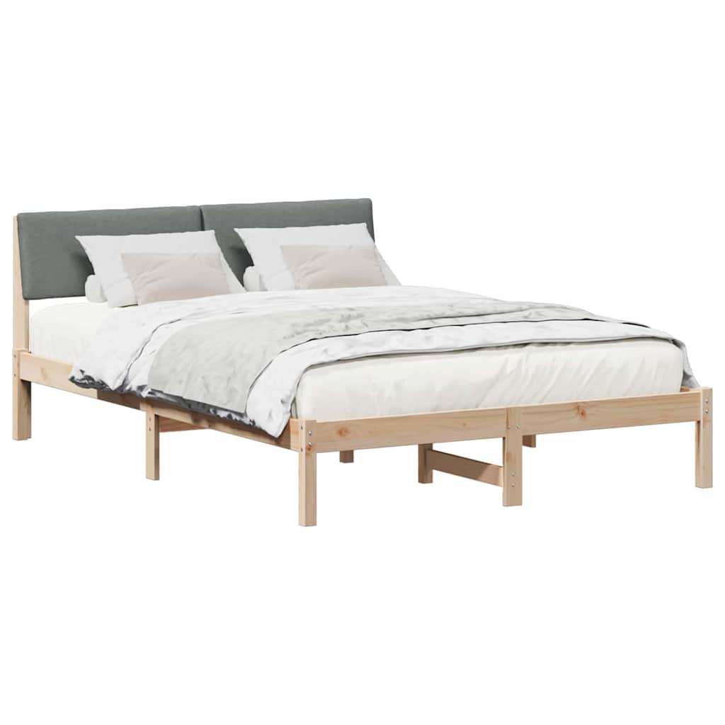 Bed frame Brown and dark grey 150 x 200 cm Solid pine wood