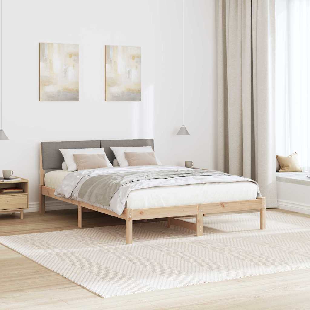 Bed frame Brown and taupe 150 x 200 cm Solid pine wood
