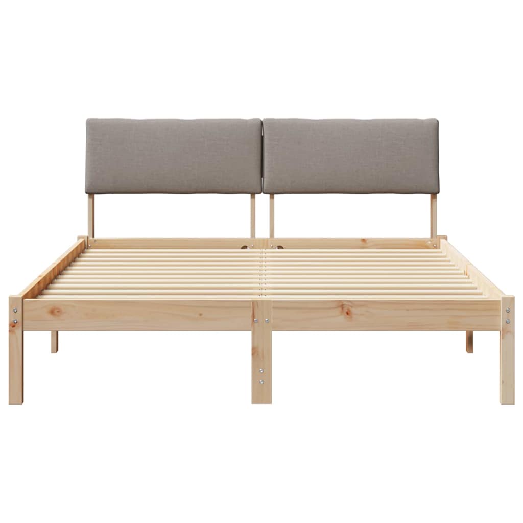 Bed frame Brown and taupe 150 x 200 cm Solid pine wood
