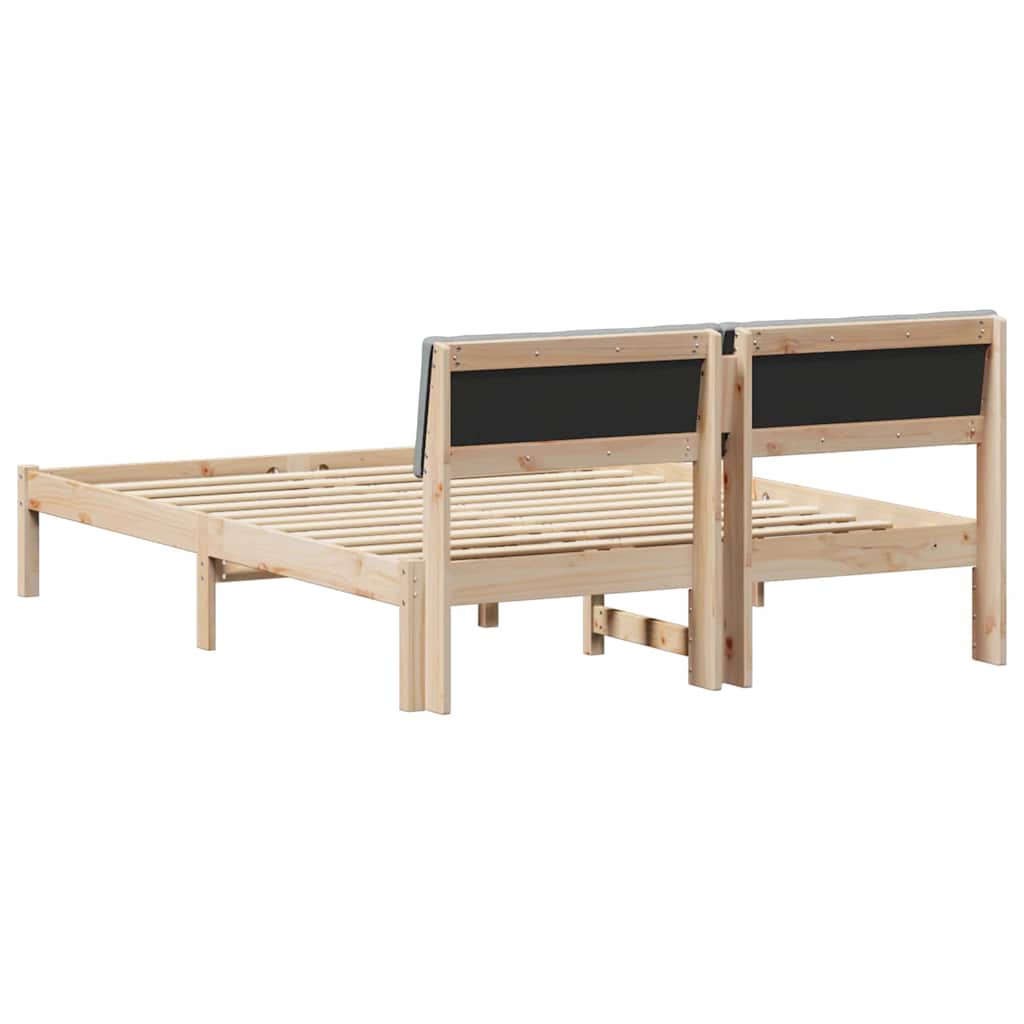 Bed frame Brown and light grey 140 x 200 cm Solid pine wood