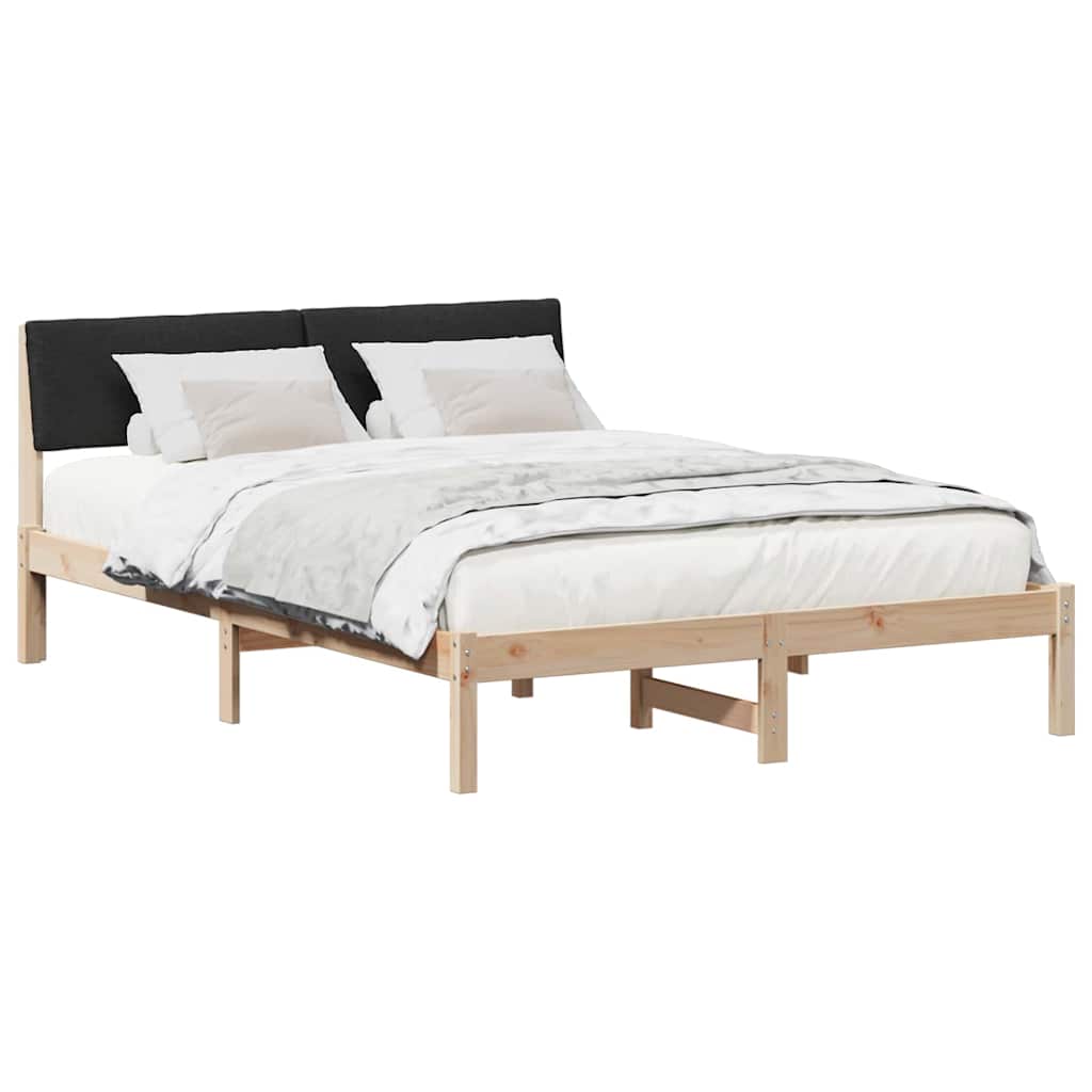 Bed frame Brown and black 140 x 200 cm Solid pine wood