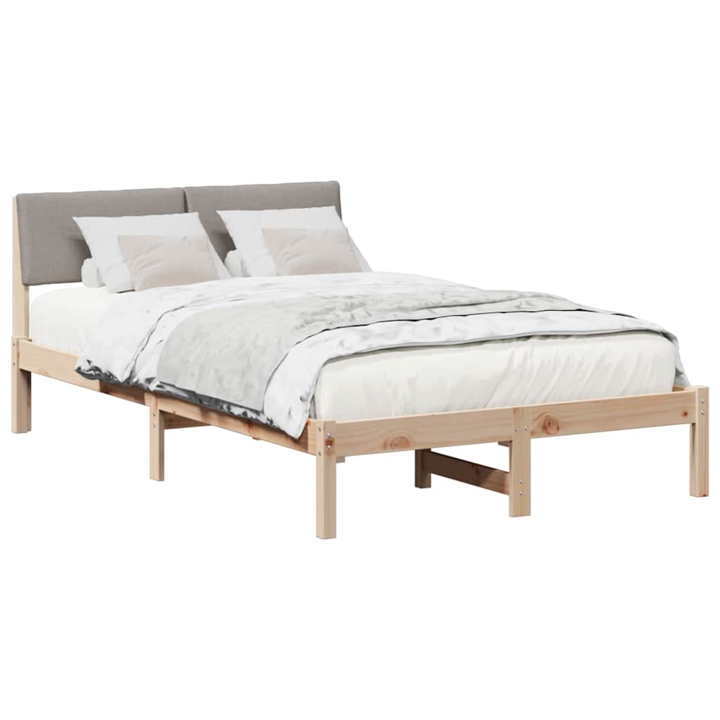 Bed frame Brown and taupe 120 x 200 cm Solid pine wood