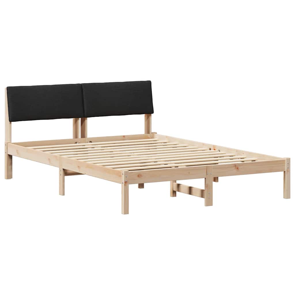 Bed frame Brown and black 140 x 190 cm Solid pine wood