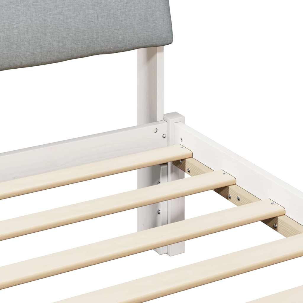 Bed frame White and light grey 135 x 190 cm Solid pine wood