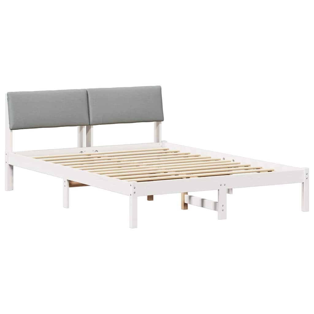 Bed frame White and light grey 135 x 190 cm Solid pine wood