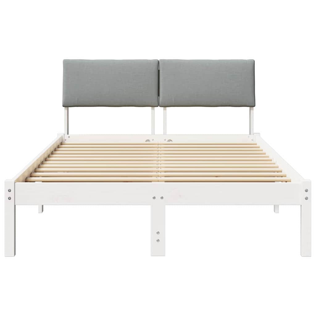 Bed frame White and light grey 120 x 190 cm Solid pine wood
